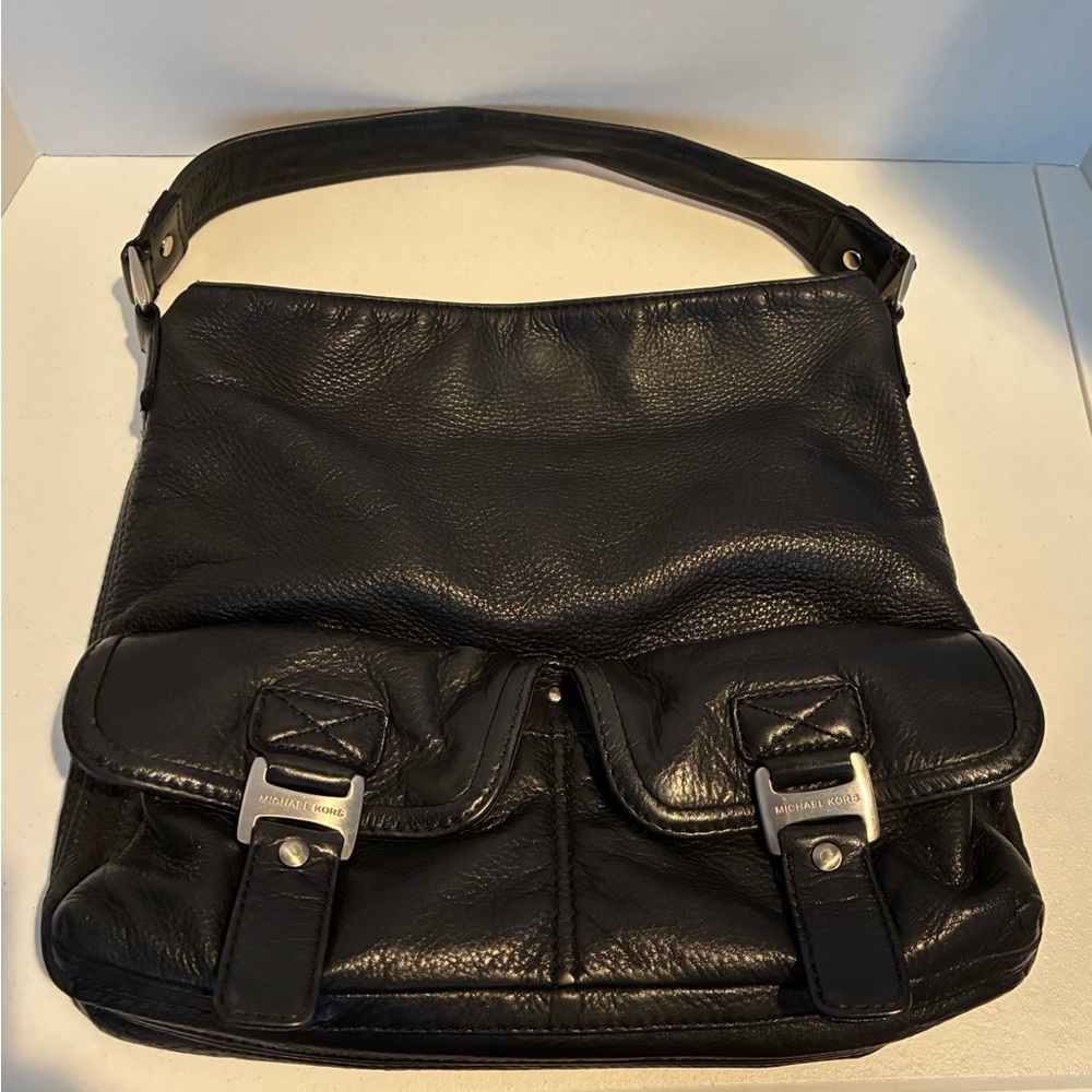 Michael Kors Ranger Hobo Pebbled Leather Bag Silver Hardware